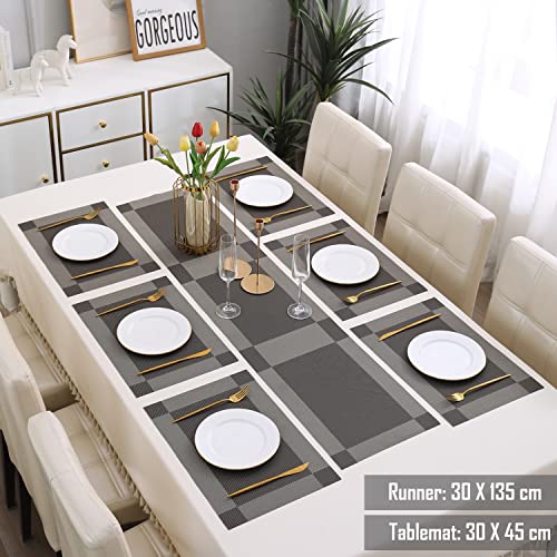 Image of HOKIPO PVC Dining Table Mat 6 Pieces with Runner (AR2779)