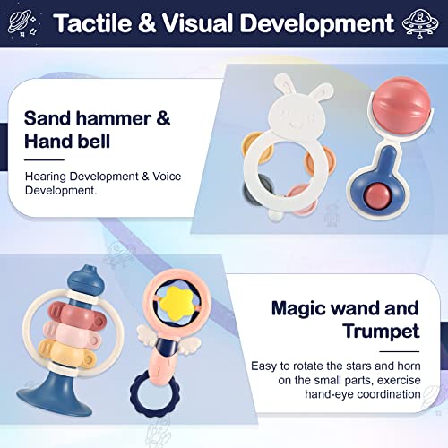 Baby Rattles Toys Set For 6 To 12 Months,Infant Rattle Toys Teether Soft Wrist Rattle,Newborn Toddler Sensory Learning Toys For 0-6 Months Birthday Holiday Babies Boys Girls Gifts Set #TOP2