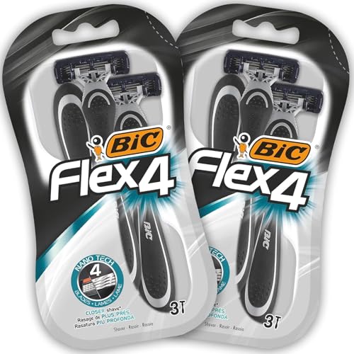 BIC RAZORS Flex4 Maquinillas Desechables Para Hombre Color Negro - Pack de 2