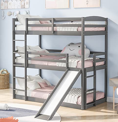 SURGICAL ONLINE Bed, Bunk Beds for Kids, Solid Wood Twin Triple Bunk Beds / Loft Bed for Kids/Adults, No Box Spring Needed