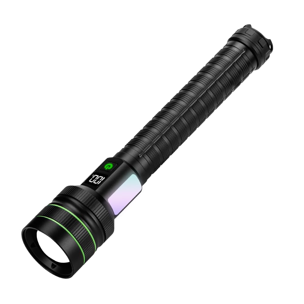 KZK Torcia Ricaricabile 999.000 Lumen, Torcia Tattica Zoomabile USB Ricaricabile, Impermeabile IP67 11 Modalità Luce per Casa, Esterno, Emergenze, Pattuglia, Campeggio (Con Batteria da 10000mAh