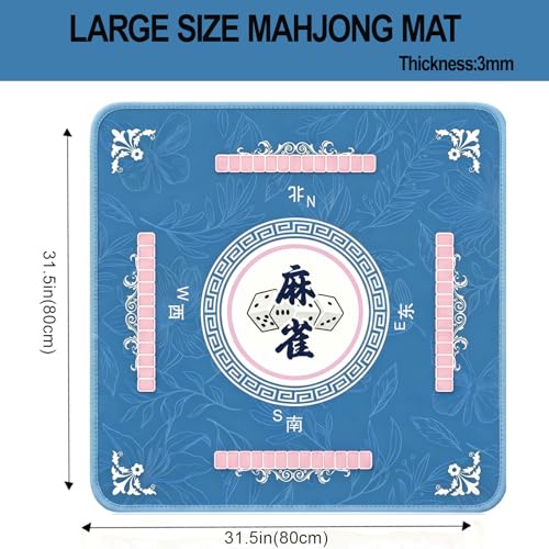 Tapete para Mahjong 80x80 cm antideslizante azul miniatura 2