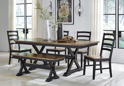 Signature Design by Ashley 1-Piece Wood Dining Bench, 48" 2-Tone Farmhouse - image 7