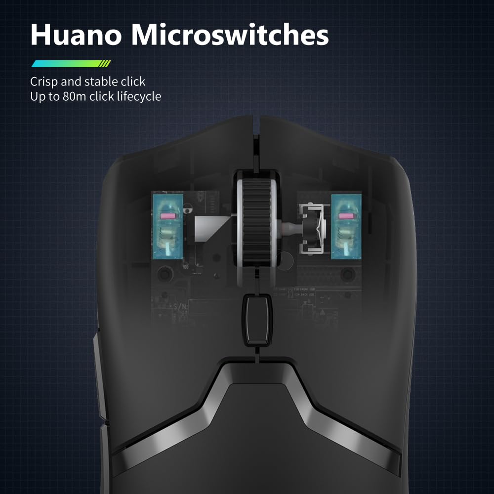 DeLUX M800PRO Mouse Gamer sem Fio, Recarregável e Leve, Sensor