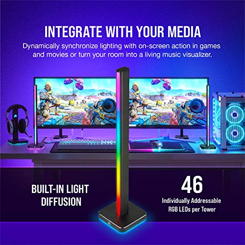 KIT INICIAL DE TORRES DE ILUMINAÇÃO INTELIGENTES CORSAIR iCUE LT100 - CD-9010002-NA