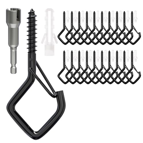 coutnier 20 PCS Screw Hooks with Safety Buckle, Heavy Duty Ceiling Hooks for Hanging Outdoor String...