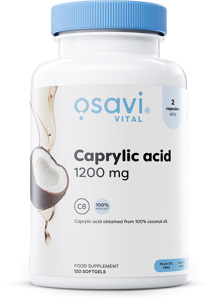 Osavi Caprylic Acid 1200mg – 120 Softgels | Derived from MCT Oil of Coconut Palm | Easy to Swallow for Optimal Digestive Health