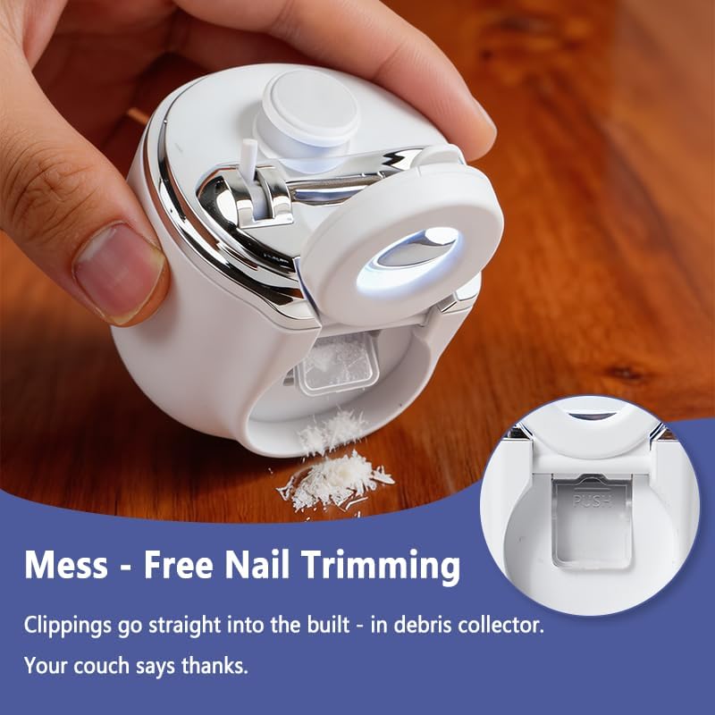 2026 upgraded electric nail clipper, 3-speed automatic nail trimmer with LED light and magnifying glass, suitable for babies, children, adults, seniors, rechargeable cutting electric nail clipper with