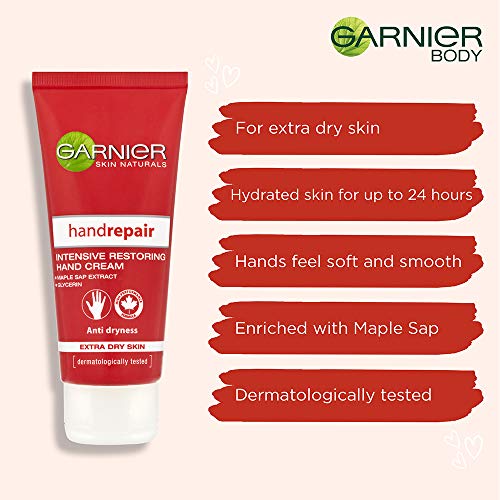 Garnier Hand Repair Intensive Restoring Hand Cream, Nourishing Canadian Maple Sap and Moisturising Glycerin, Leaves Skin Soft and Supple, Restores Extra Dry Hands, Suitable For Sensitive Skin, 100 ml - Image 3