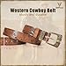UpFind Western Leather Belts for Women Men Vintage Engraved Cowboy Cowgirl Belt with Antique Gold Pin Buckle for Jeans Dress