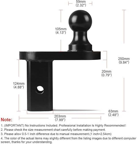 Miniatura 5 de Enganches de remolque de cuello de cisne compatibles con bola de giro, extensor de bola de desplazamiento de 4 pulgadas, enganche resistente para