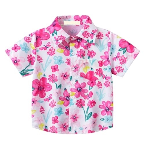 Kids Girls Short Sleeve Collared Blouse Hawaiian Shirt for Toddler Girls Cute Prints Button Down Shirt Toddler Shirts