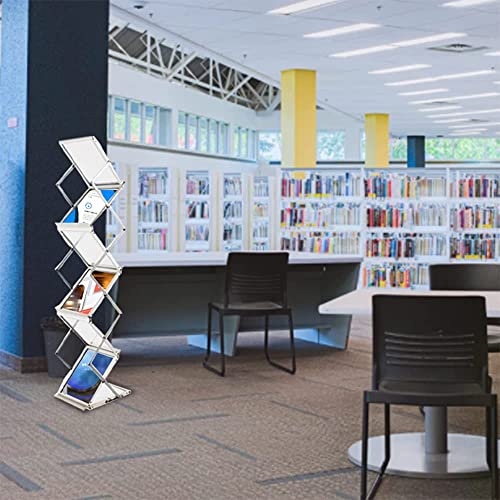 Displayfactory Pop up Aluminum Magazine Rack, 6 Pockets Brochure Display Stand, Foldable Literature Rack Magazine Catalog Display Stand with Carrying Bag for Office,Store, Exhibition & Trade Show - Thumbnail 3
