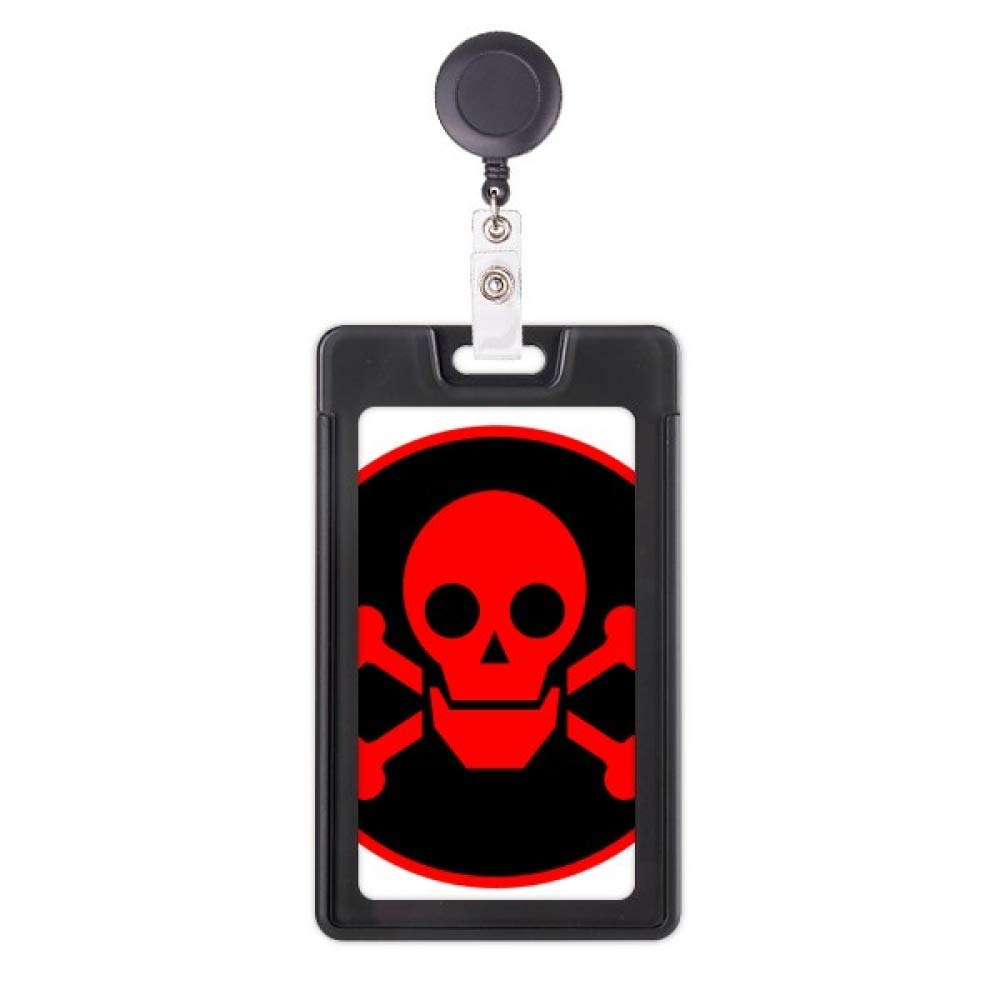 Étui rétractable pour badge imprimé skull toxic rouge accessoire de sécurité