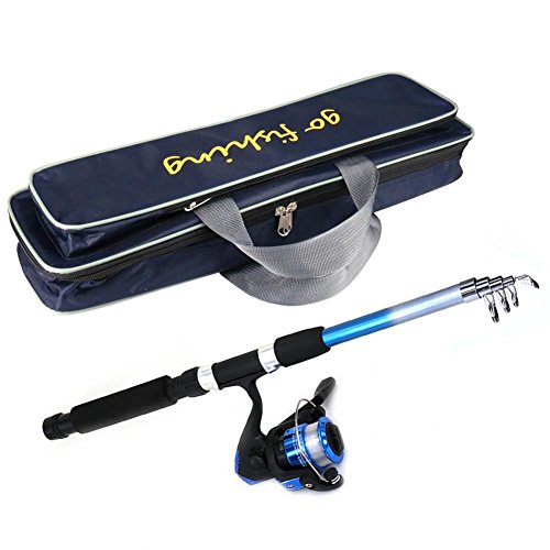 Cracklight Set di canne da Pesca, Combo per Mulinello da Pesca Retrattile Leggero Portatile Combo Kit di Pesca d Acqua Dolce con Acqua di Mare telescopica per Principianti