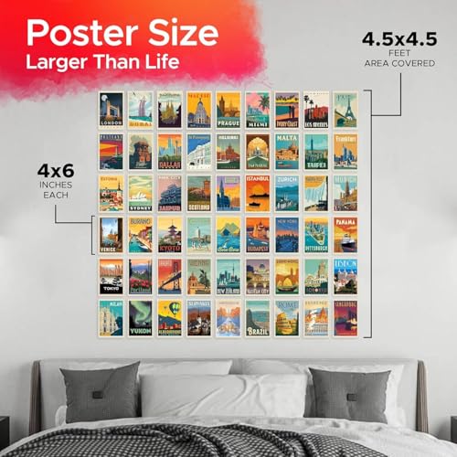 Image of Pack of 54 Travel Vintage Decor Posters Retro Popular Cities Poster for Wall Decor Aesthetic Post Cards (City Wall Collage Kit), 15.2 x 10.2 x 15.2 Cm