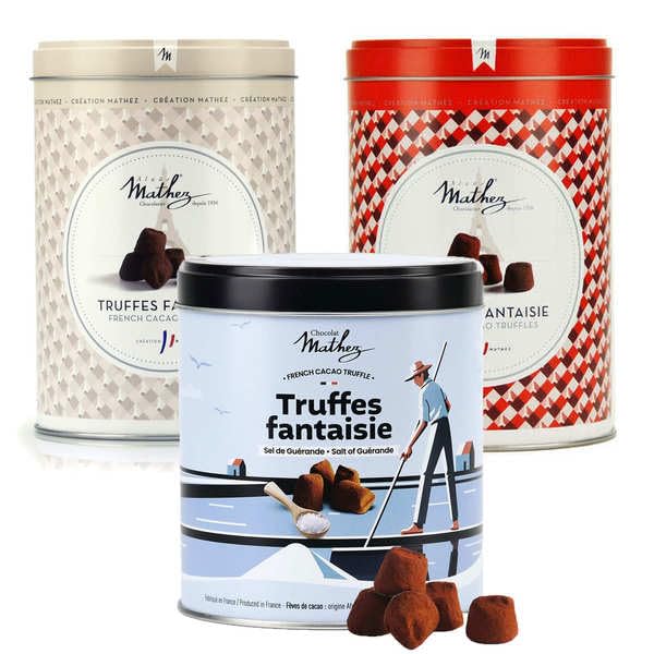 Assortiment de truffes Mathez - 2 boites de 500g et 1 boite de 250g