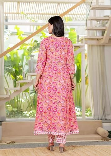 Image of Pistaa's Women Cotton Anarkali Flair Suit Set
