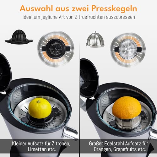 Saftpresse elektrisch 600W - Inkl. Edelstahlkegel & BPA-Frei I Hohe Ergiebigkeit I Orangenpresse Zitruspresse Zitronenpresse Orangensaftpresse I Orange Juicer Press Zitronen – Bild 3