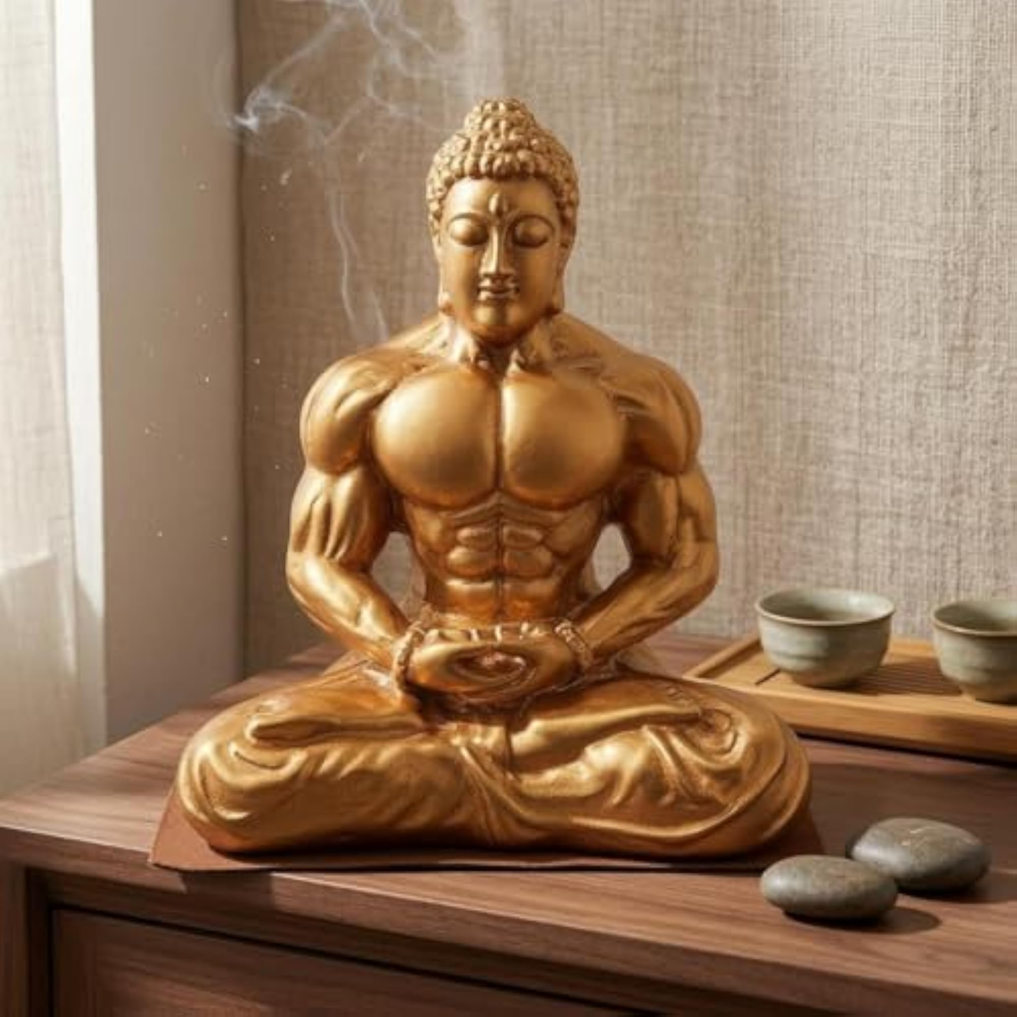 Zen Buddha Statue, Glossy Finish, Meditation Decor