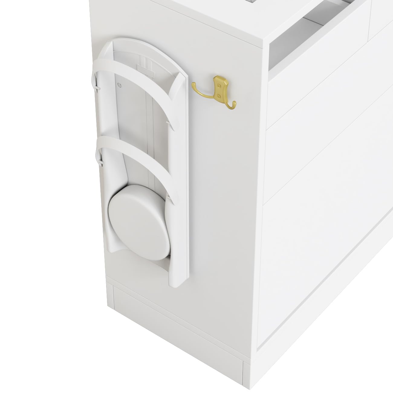 Azkoeesy Set appendiabiti multifunzionale con luce LED, 6 in 1, bianco, moderna combinazione di ingresso con scarpiera | panca imbottita | vetrina in vetro | specchio in vetro | asta appendiabiti |
