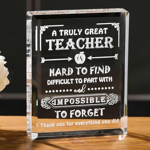 Image of Teacher Gifts for Women Men Crystal Keepsake, Laser Engraved Teachers Appreciation Gifts Ideas, Best Teacher Ever Gift for Graduation Christmas