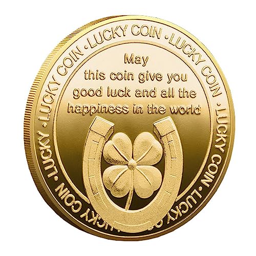1 PCS Lucky Coin Horseshoe and Four Leaf Clover Souvenirs Gifts Creative Present Metal Commemorative Coins Gold