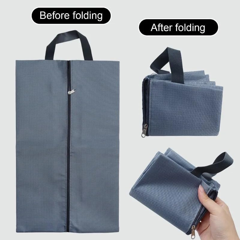 Boot Bag 10pc Foldable Shoes Storage Bags Travel Organizer Oxford Cloth with Sturdy Zipper Pouch Case Waterproof(Black)