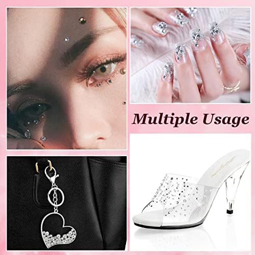 VEGCOO 8 Sheets 2800 Pcs Self Adhesive Bling Face Gems, Clear Rhinestone Stickers Acrylic Crystal Gems Stickers for DIY Crafts Jewels Clothes Nail Art Makeup Festival Carniva (4 Sizes)