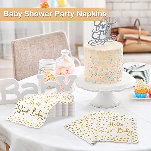 100 Pack Baby Shower Party Disposable Paper Napkin Set 12.9 X 12.9 Inch Decorative Guest Dinner Napkins Also Use For Table Decoration, Baby Birthday Party #TOP3