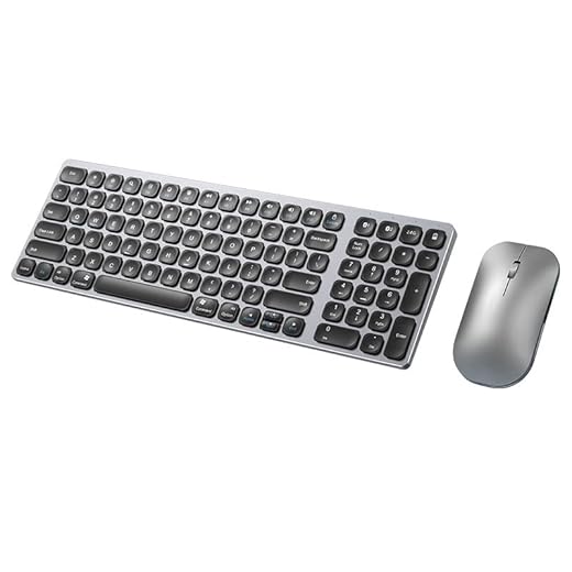 AVATTO Combo Teclado e Mouse sem fio com Conexão Bluetooth 2.4G USB para até 3 dispositivos Universal Teclado ultra fino Compatível com windows, Mac, Android, iOS, Laptop, Desktop, Tablet