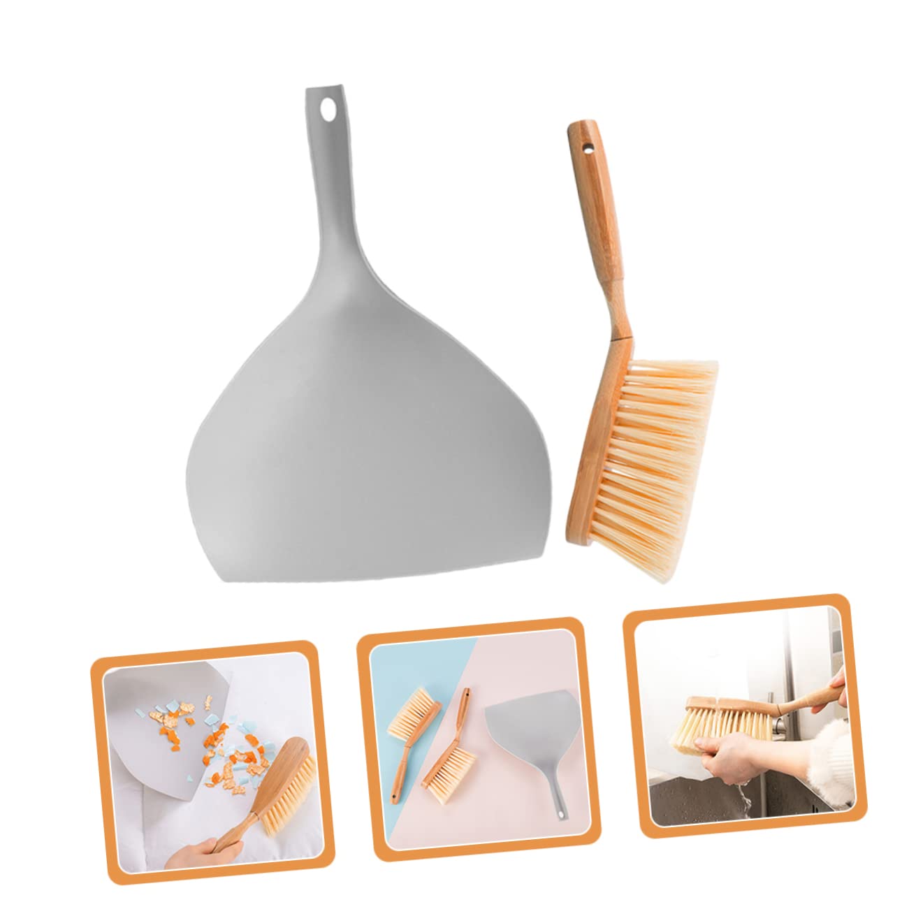 BUTIFULSIC 1 Set Desktop Cleaning Kit Mini Hand Broom Table Dustpan Outdoor Dust Pan Portable Brush Desk Dustpan and Brush Gray Desk Cleaning Brush Cleaning Broom and Dust Pan Brush Grey