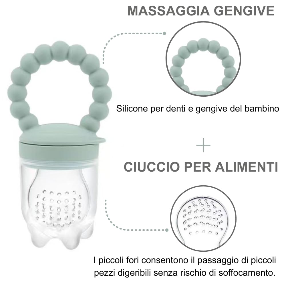 Ciucco Masticabile Per Bambini Con Sgranocchiatori E 8 Tettarelle | Lola Kids | Silicone Medico 0% BPA | 0-3 Anni