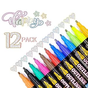 Dee Banna Doppelte Linien Konturenstifte, Stift markieren zweizeilige Glitzerstifte Textmarker Zum Schreiben und…