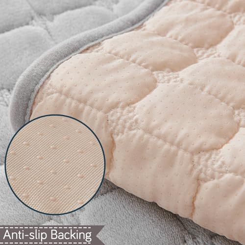 Image of HOKIPO 'BelleLace Series' Imperial Milk Velvet Sofa Cover Mat for 2 Seater Sofa, Lace Design, Cloud Grey (AR-5964-LGRY*1)