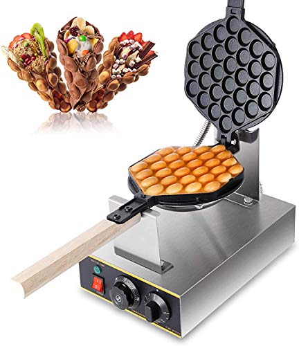 Z ZELUS Macchina per Waffle Elettrica con Rivestimento Antiaderente Piastra Waffle Elettrica Uovo Cialde Acciaio Inossidabile Ruotabile di 180 Gradi Bubble Waffle Maker per Uso Domestico