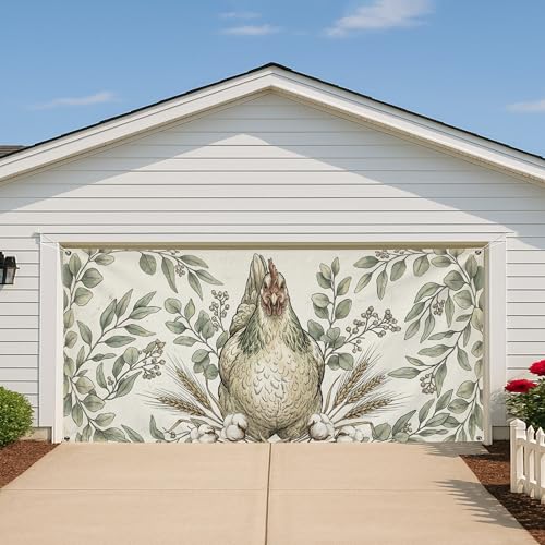 Housse pour porte de garage extérieure vintage et rustique 397x180