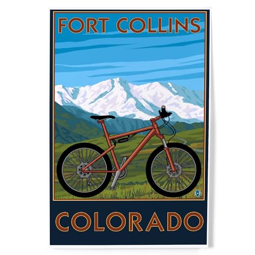 Lantern Press 8x12 Fort Collins Mountain Bike Wall Art