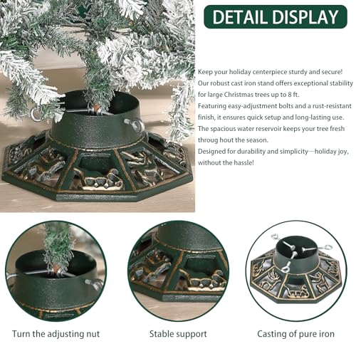 Wenbery Robust Cast Iron Christmas Tree Stand, Extra Heavy Duty Xmas Tree Base for Large Artificial & Real Trees, Supports Up to 8ft Trees, for Christmas Tree Decoration