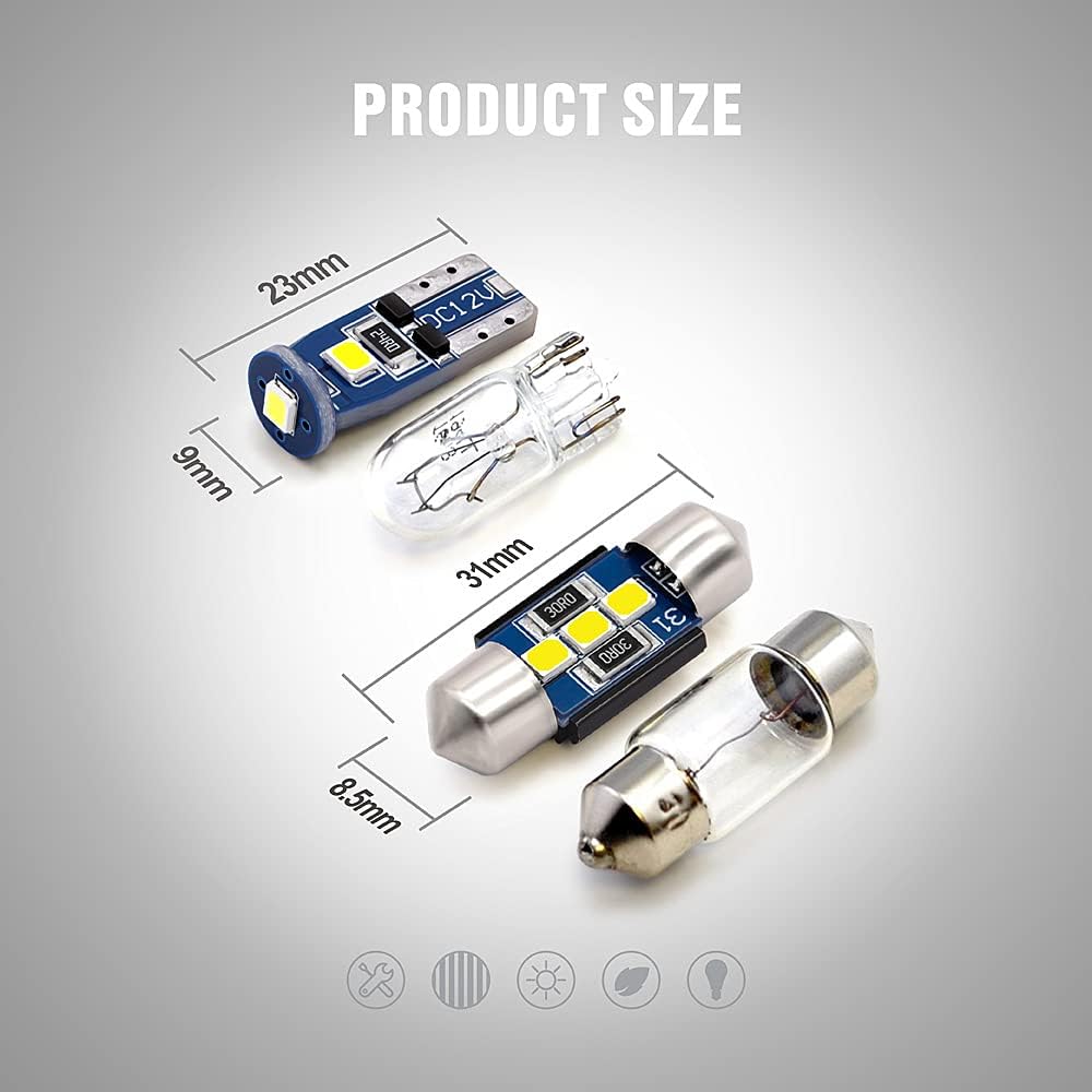 SIR IUS LED N3 DE3175 31MM 194 168 2825 Combo LED bulbs white Super Bright 300 Lumens 3030 Chipset for Japanese Car Truck Interiors Dome Map Door Courtesy License Plate Lights pack of 10