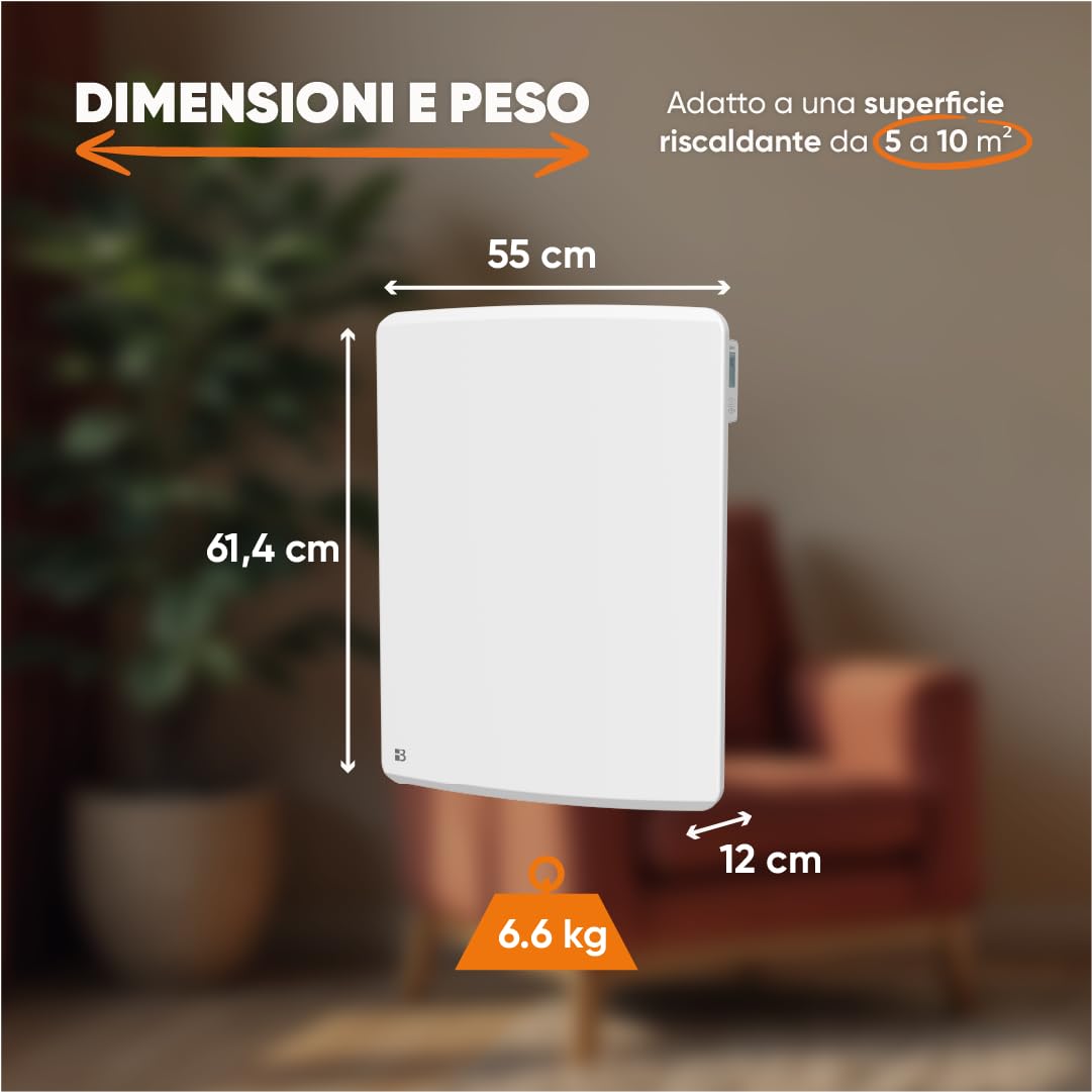 BESTHERM - Radiatore elettrico fisso a inerzia secca ceramica 1000W Bestherm ARIA verticale bianco