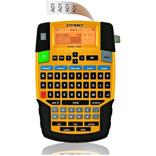 DYMO Industrial Label Maker, Rhino 4200, Time-Saving Hot Keys, Prints Fast - Durable For Job Sites and Heavy-Duty Labeling Jobs
