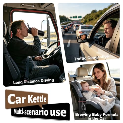 LINGYOKY Car Electric Kettle for Travel 12-24V Compatible 13.5oz (Black) - image 6
