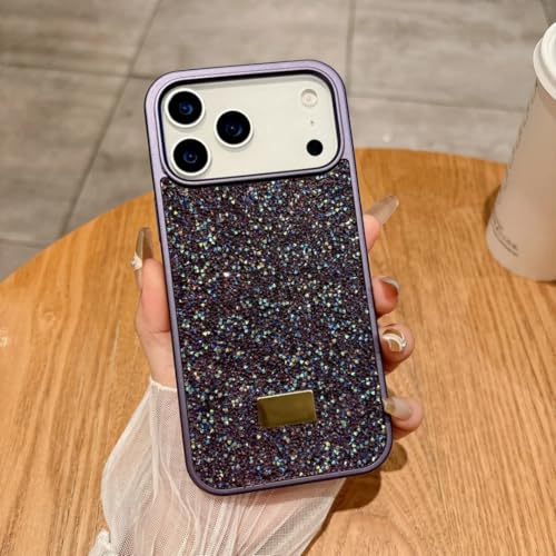 Coque iPhone 11 Pro Max paillettes violette antichoc objectif strass