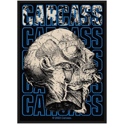 Carcass - Écusson NECRO HEAD (Taille unique) (Blanc/Bleu/Noir)