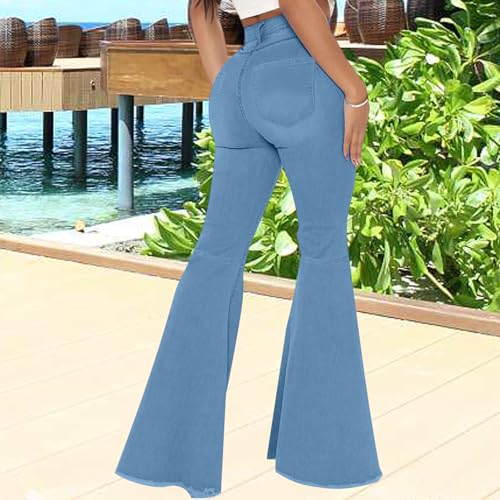 Bell Bottom Jeans for Women Skinny Flared Jeans Elastic High Waisted Vintage 70s Classic Stretchy Wide Leg Denim Pants2