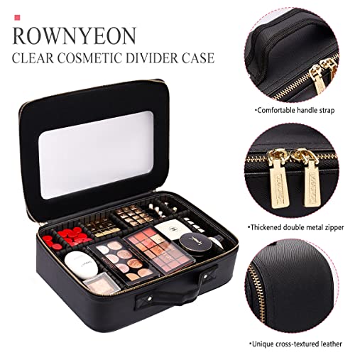Rownyeon Large Makeup Train Case Travel Clear Eva Makeup Bag Organizer Visible Waterproof Tpu 16.1" Comestic Bag For Womens #TOP2