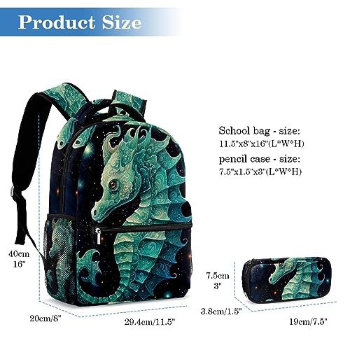 Sac à dos hippocampe multicolore léger et résistant à double compartiment - 2