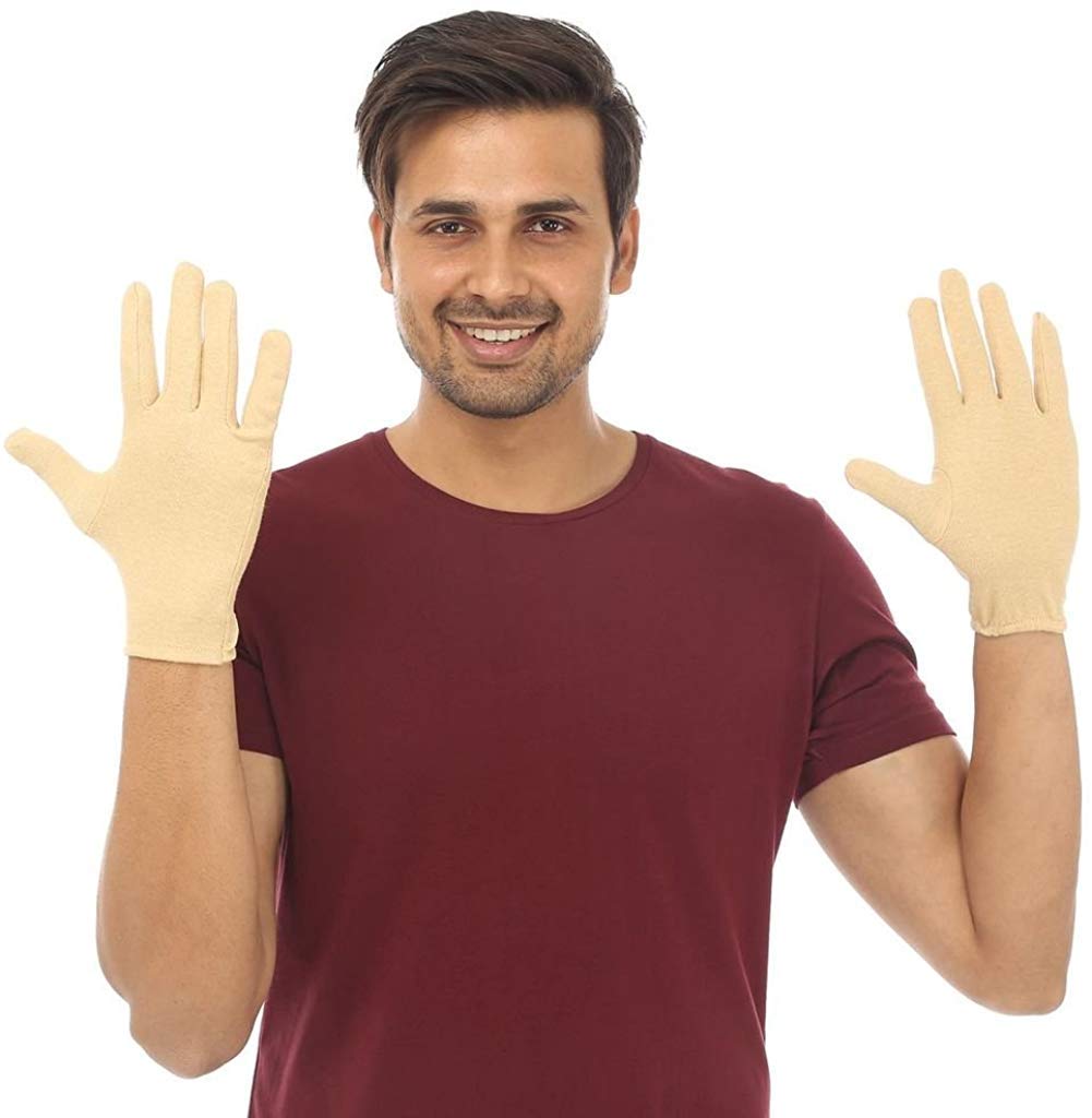 DIGITAL SHOPEE Guantes protectores de algodón para hombre para protección contra el calor, la contaminación y las quemaduras solares (tamaño libre, beige)