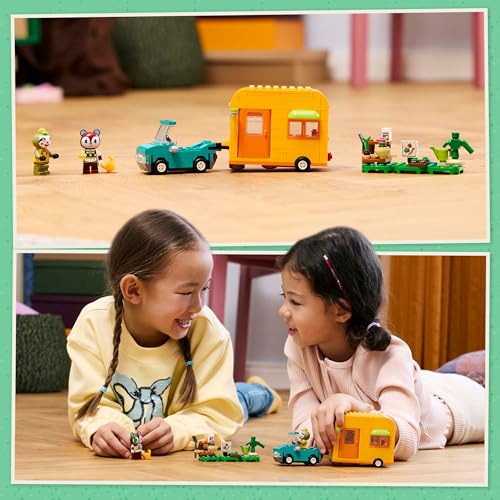 Image of LEGO Animal Crossing Leif's Caravan & Garden Shop, Pretend Play Vehicle Building Set with Car Toy for 7 Plus Year Old Girls & Boys, Kids' Birthday Gift Idea 77054